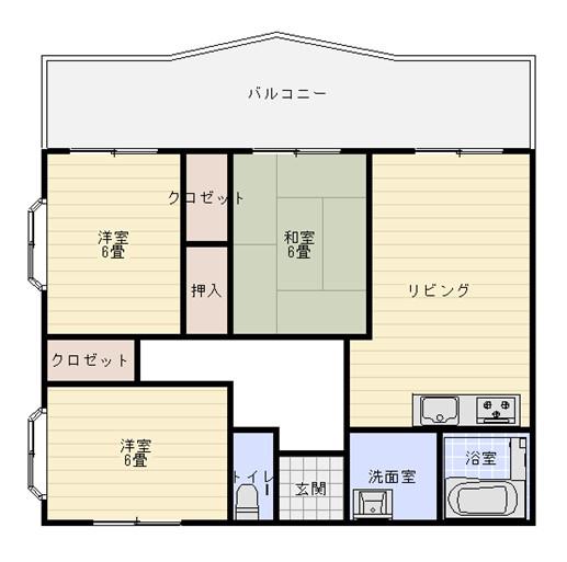 エスポワール壱番館(3LDK/3階)の間取り写真