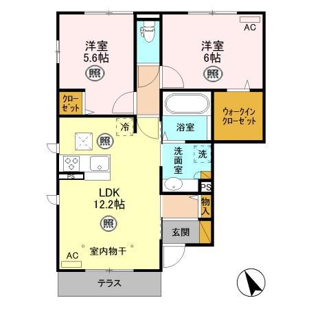 フローラルハイツ101(2LDK/1階)の間取り写真