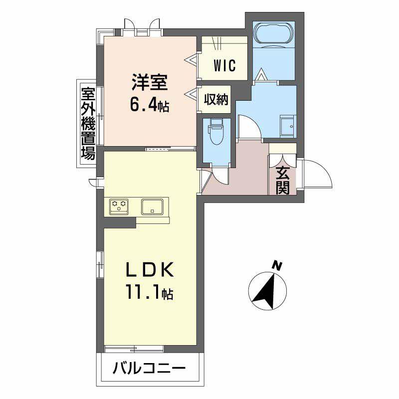 ソレイユコート新保(1LDK/3階)の間取り写真