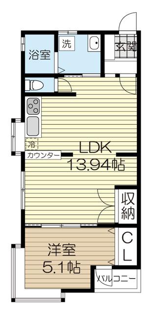 ニューシティふじ(1LDK/2階)の間取り写真