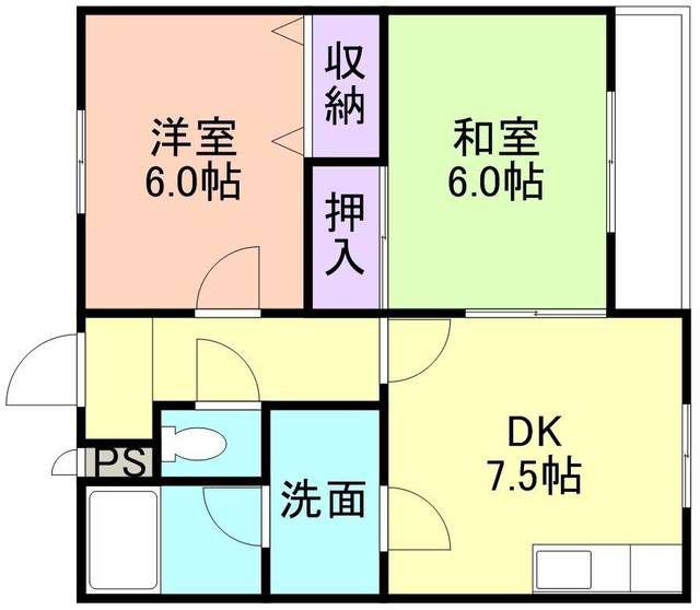 セントプレイス(2DK/2階)の間取り写真