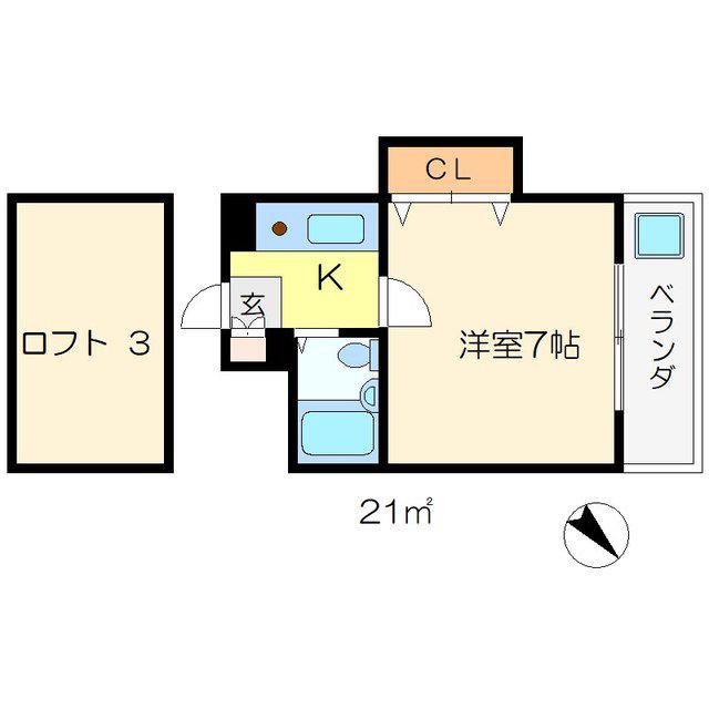 レオパレス鴨川(1K/1階)の間取り写真