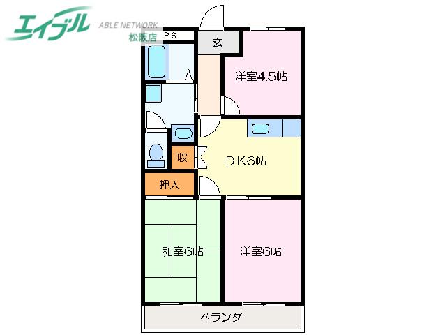 シーサイドレジデンス(3DK/2階)の間取り写真