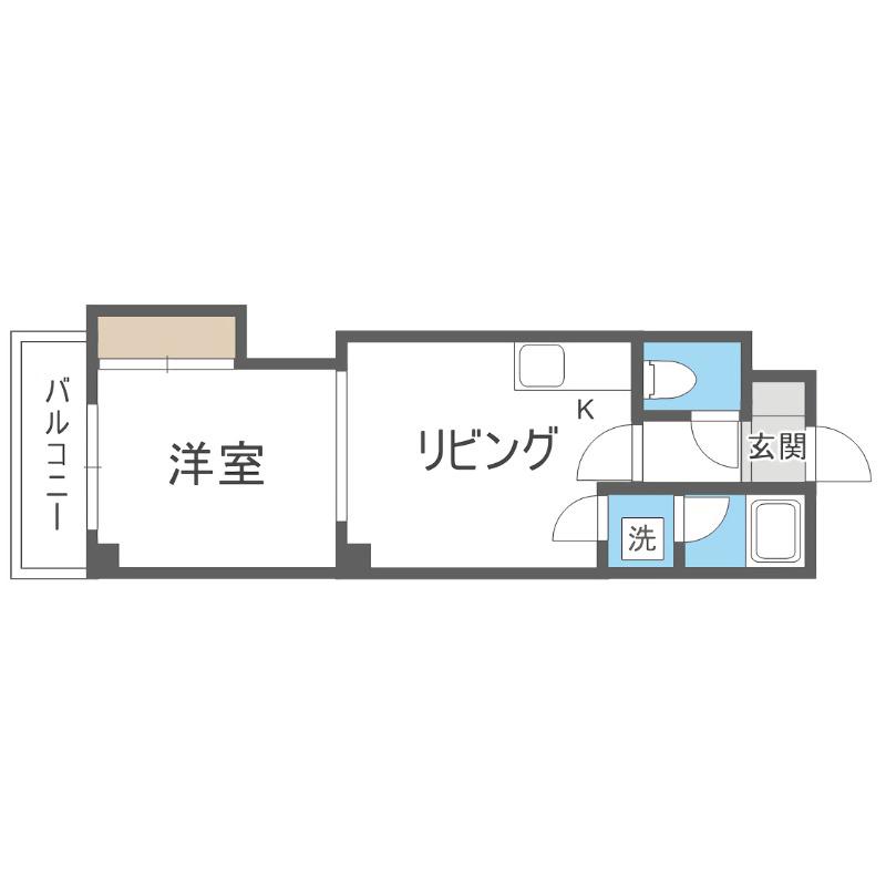 YSコート(1DK/2階)の間取り写真