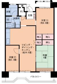 UR武庫川 28号棟(3LDK/6階)の間取り写真
