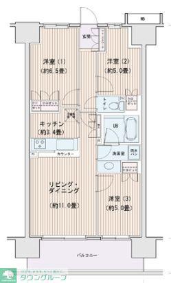 エスティメゾン豊洲レジデンスC棟(3LDK/7階)の間取り写真