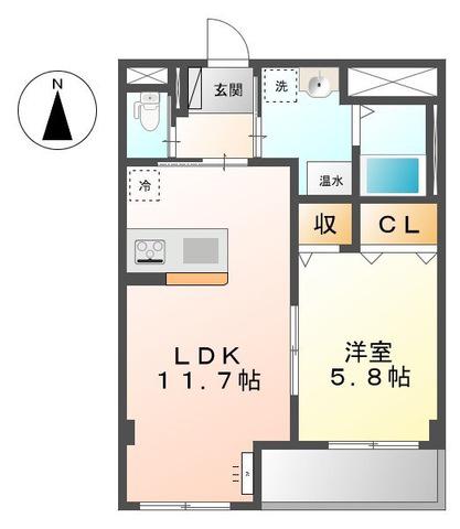 リヴィエーイル(1LDK/2階)の間取り写真