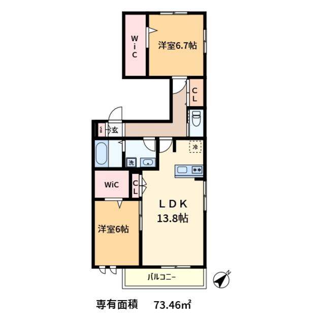 アイリス(2LDK/2階)の間取り写真