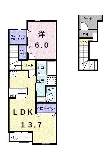 ソレイユ 23(1LDK/2階)の間取り写真