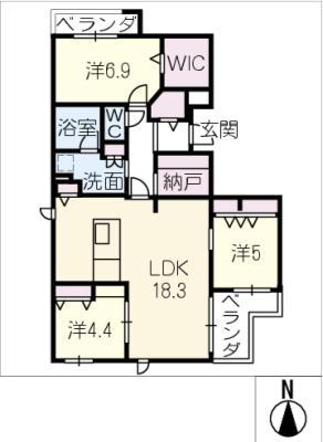 石川橋リビング(3SLDK/2階)の間取り写真