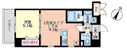 SOLEIL武蔵浦和(1LDK/4階)の間取り写真