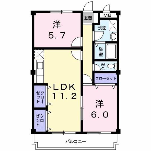 ニューマリッチモリムラ(2LDK/4階)の間取り写真
