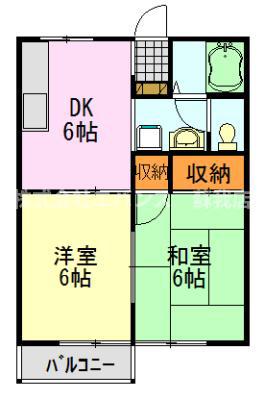 オーティアス1(2DK/2階)の間取り写真
