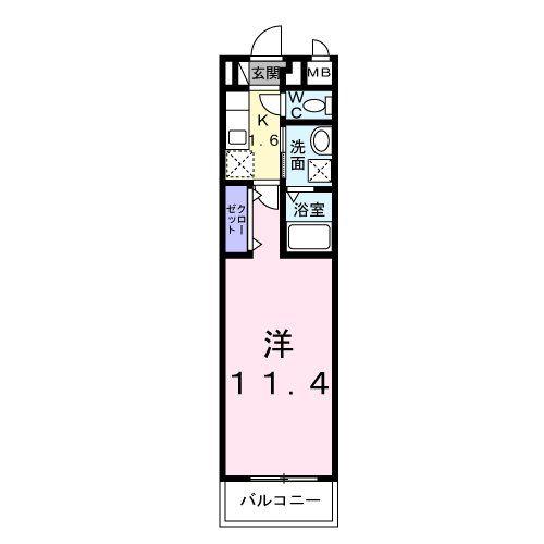 ソレイユK(1K/3階)の間取り写真