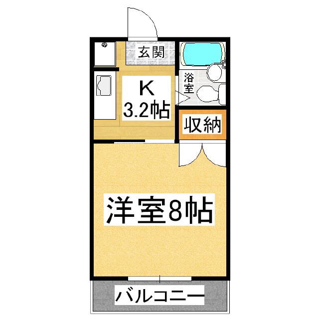 イレブンハイツ(1K/2階)の間取り写真