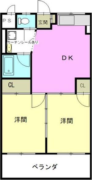 啓周ビル(2DK/5階)の間取り写真