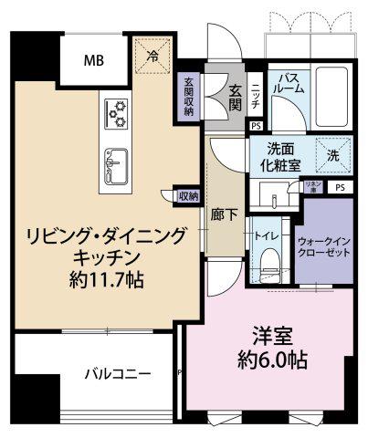 アトラス麻布十番(1LDK/12階)の間取り写真