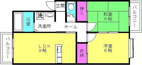 大中マンション(2LDK/1階)の間取り写真