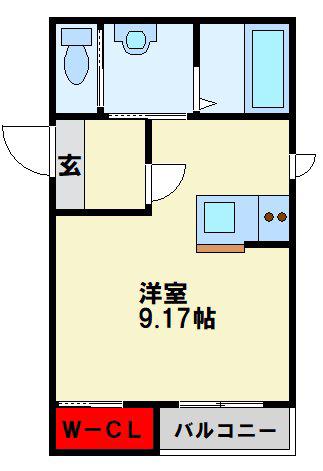 BRAVE BASE 陣原東(1K/1階)の間取り写真