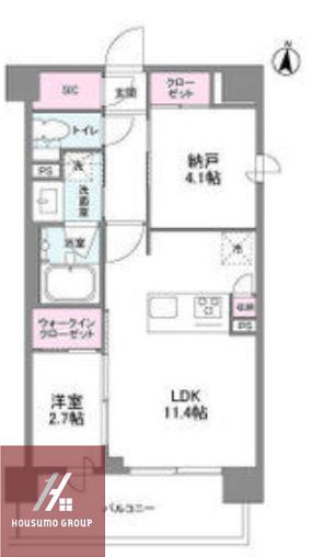 シーズンフラッツ新大阪サウス(1SLDK/4階)の間取り写真