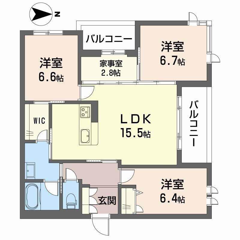 パークテラス(3LDK/3階)の間取り写真