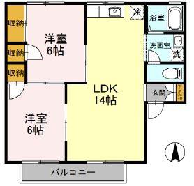 セジュール旭(2LDK/2階)の間取り写真