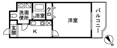 ハモーサ湘南(1K/2階)の間取り写真