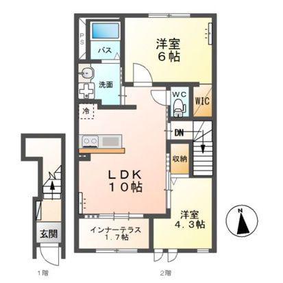 ステラコートA(2LDK/2階)の間取り写真