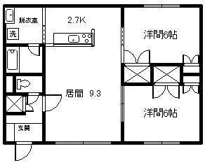 プロスペレ(2LDK/1階)の間取り写真