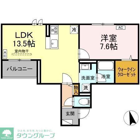 レジデンス オークリーフ(1LDK/2階)の間取り写真
