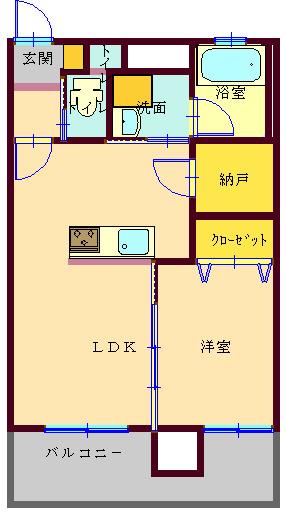 コスモタワー(1SLDK/4階)の間取り写真