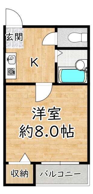香川ハイツ(1K/4階)の間取り写真