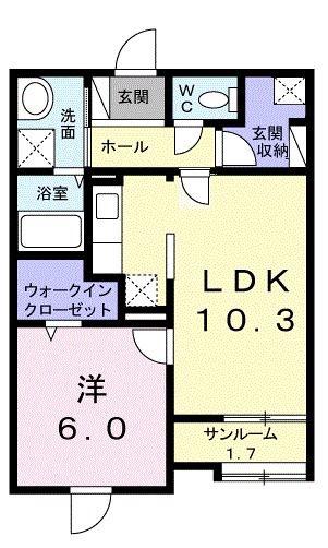アミティエ(1LDK/1階)の間取り写真