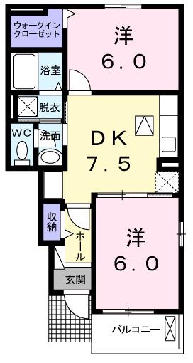 サンテシャルム(2LDK/1階)の間取り写真
