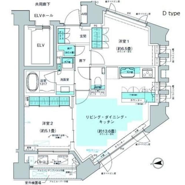ザ・パークハウス代官山レジデンス(2LDK/8階)の間取り写真