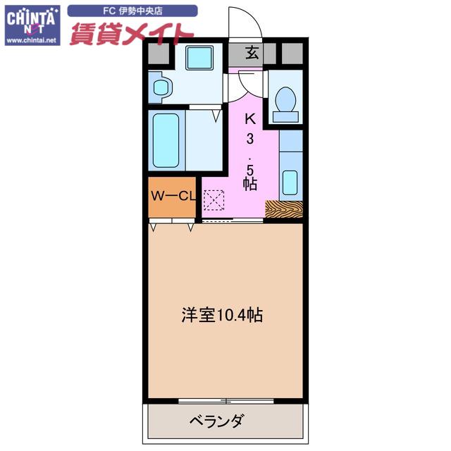 メゾンブローニュ一之木(1K/6階)の間取り写真
