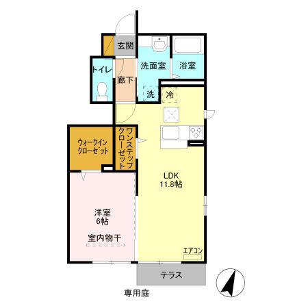 アマーレII(1LDK/1階)の間取り写真