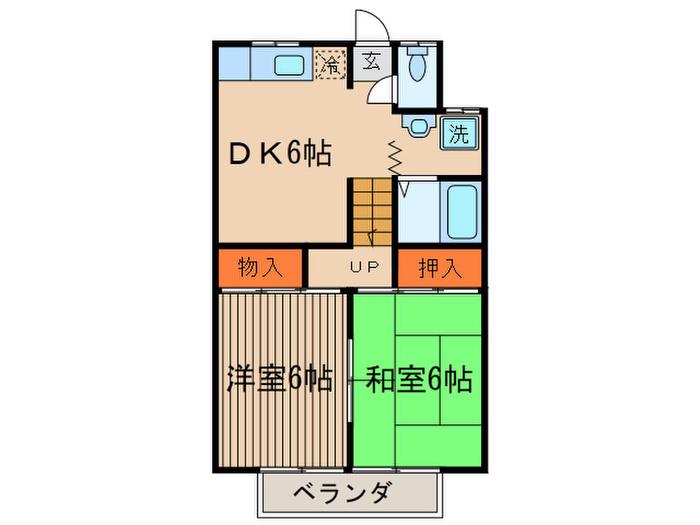 ブルームハイツMR(2DK/2階)の間取り写真
