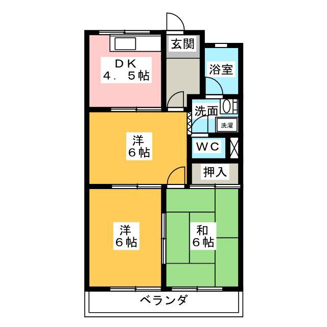 サンリバーハイツ(3DK/2階)の間取り写真