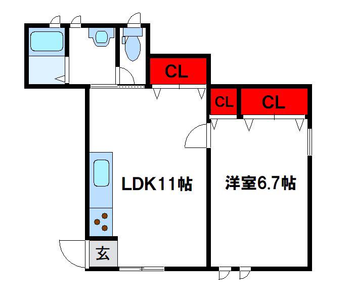 手光アパート(1LDK/1階)の間取り写真