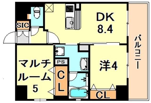 エステムプラザ神戸大開通ルミナス(2DK/5階)の間取り写真