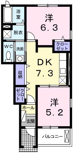 リリーフレジデンス(2DK/1階)の間取り写真