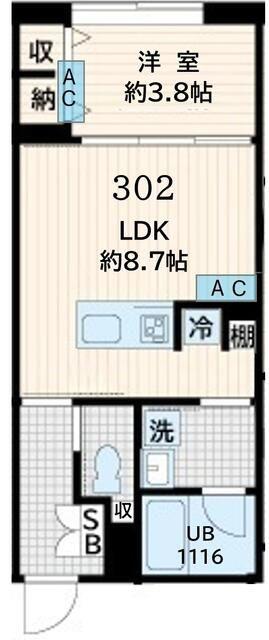 AGLAIA恵比寿(1LDK/2階)の間取り写真