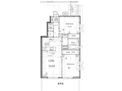 パイングローフラット(2LDK/1階)の間取り写真