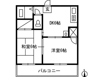 ハイツアピア(2DK/1階)の間取り写真