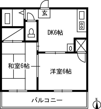 ハイツアピア(2DK/1階)の間取り写真