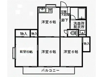 レジデンス高田 II(3DK/2階)の間取り写真