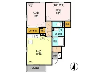 レコルトC 101(2LDK/1階)の間取り写真
