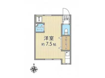 東田荘A(ワンルーム/1階)の間取り写真