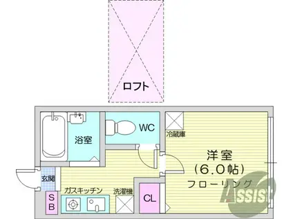 ロフティイーグル(1K/2階)の間取り写真